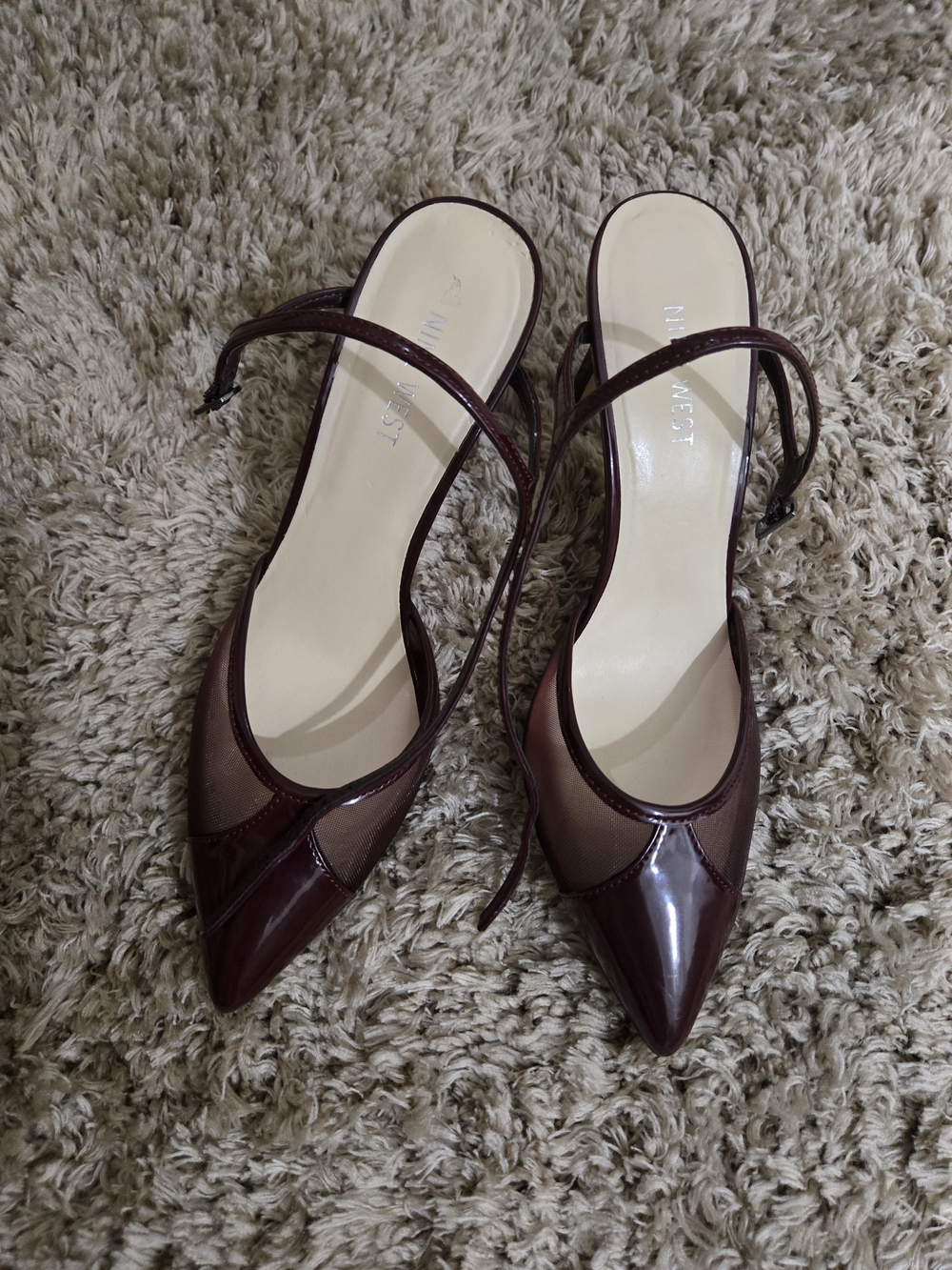 Nine West Women's Burgundy Pointed-Toe Slingback Heels